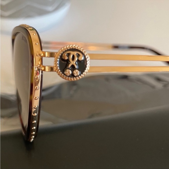 Moschino 57mm Cat Eye Sunglasses Havana Gold Green Lens NWT main image 10